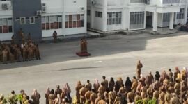 apel pagi terakhir yang dipimpin oleh Bupati Fakfak, Untung Tamsil, sebelum mengakhiri masa jabatannya.