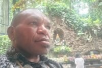 Titus Pekei, Pencetus Noken sebagai warisan budaya dunia, saat ditemui wartawan papuabarat.tagarutama.com.